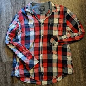 American Rag red and blue plaid longsleeve shirt